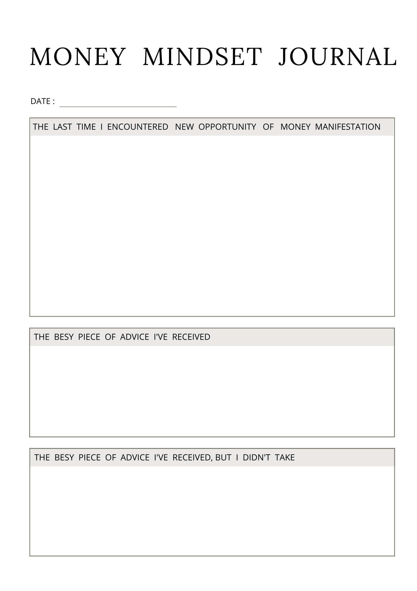 Money Mindset Journal 52 PG