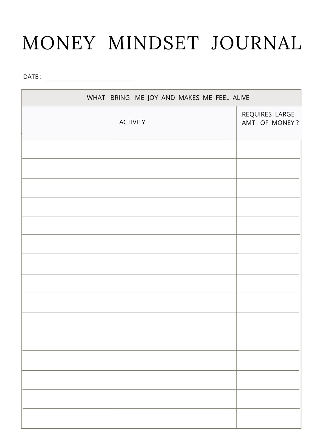 Money Mindset Journal 52 PG