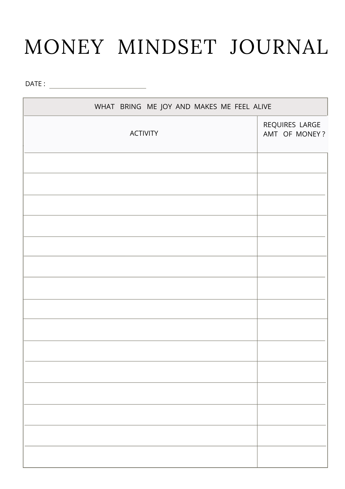 Money Mindset Journal 52 PG