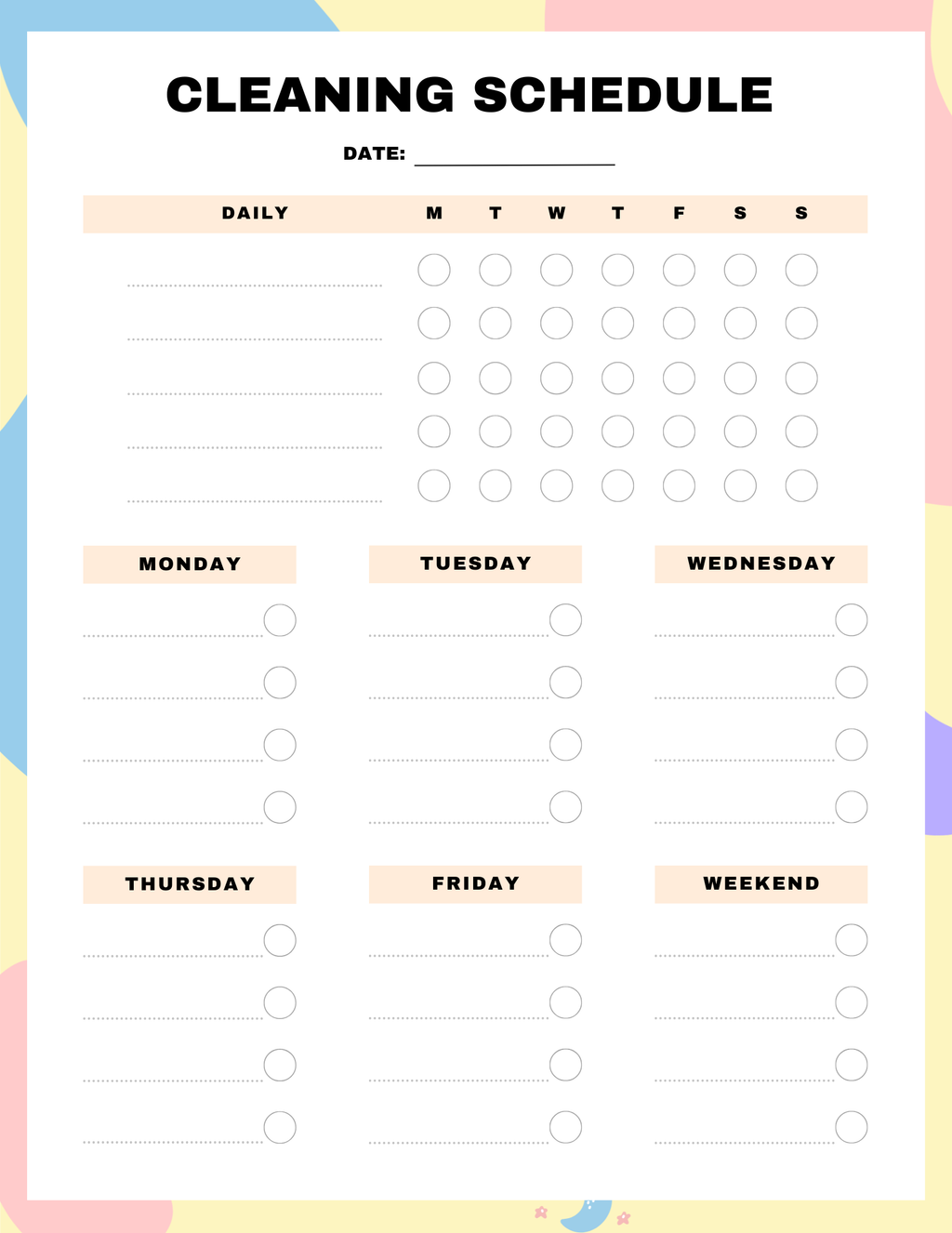 Basic ADHD Cleaning Schedule 6PG