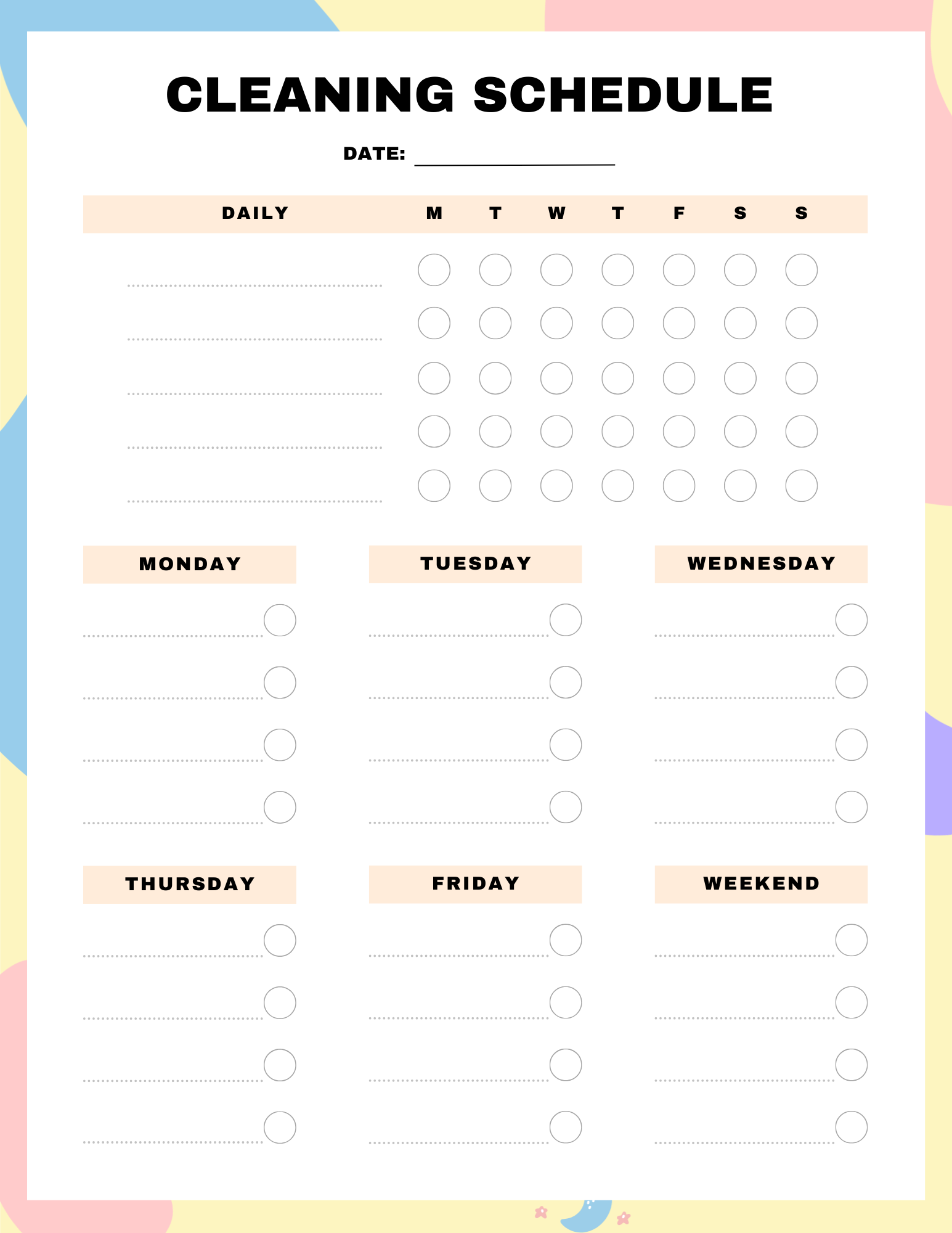 Basic ADHD Cleaning Schedule 6PG