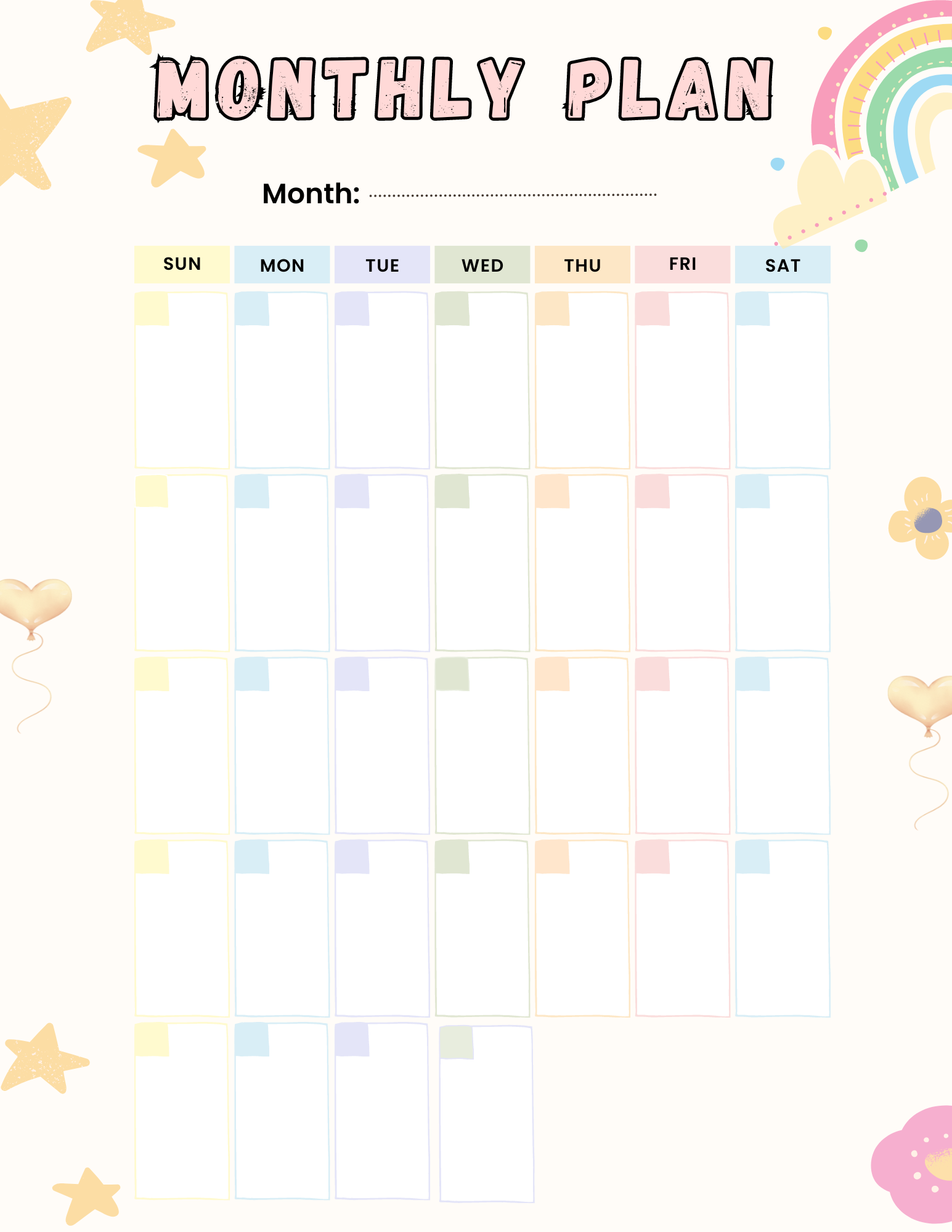Kids Chore Chart and Monthly Plan Printable 19PG