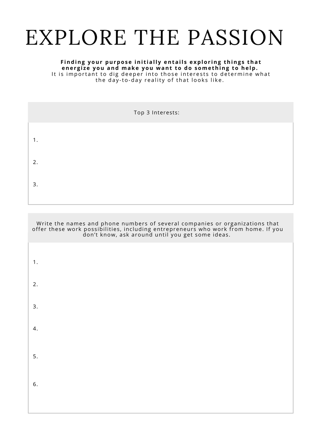 Find your Passion Journal