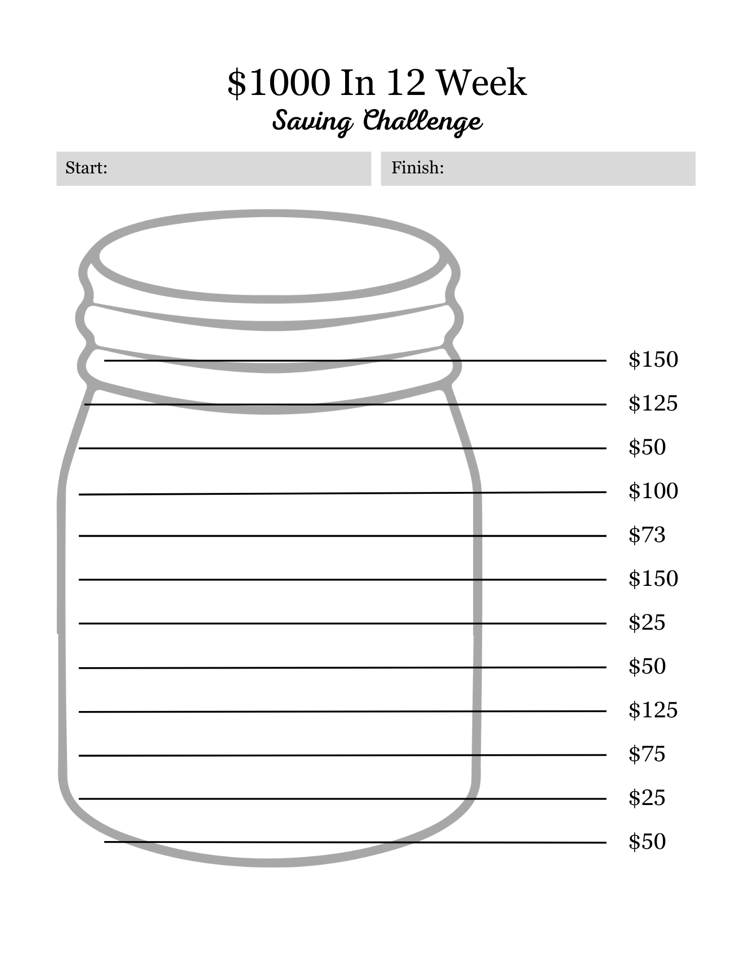 12 Week Savings Challenge