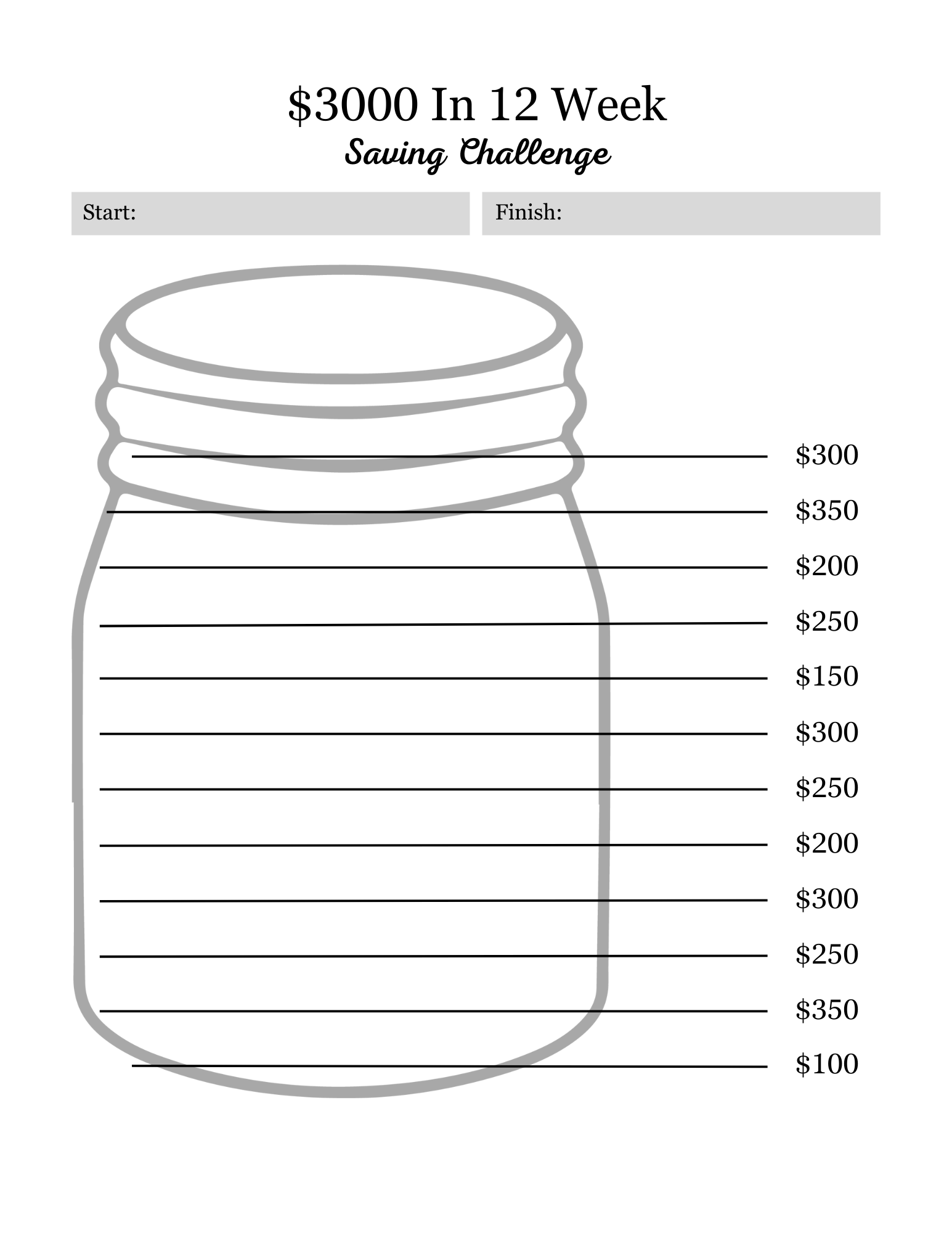 12 Week Savings Challenge
